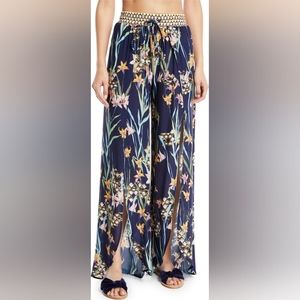 Trina Turk Fiji Floral Mix Split-Leg Beach Pants NWOT M